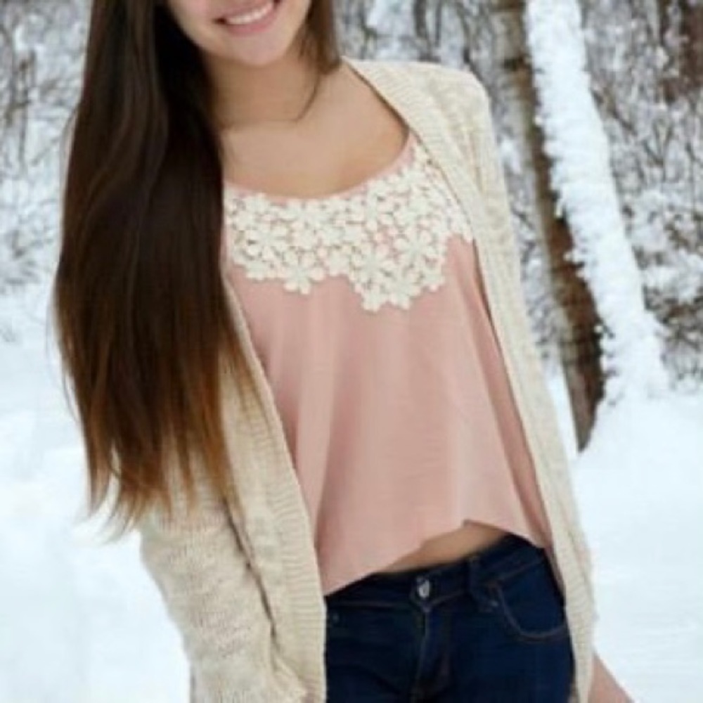 Full Tilt Pink Crochet Tank Top